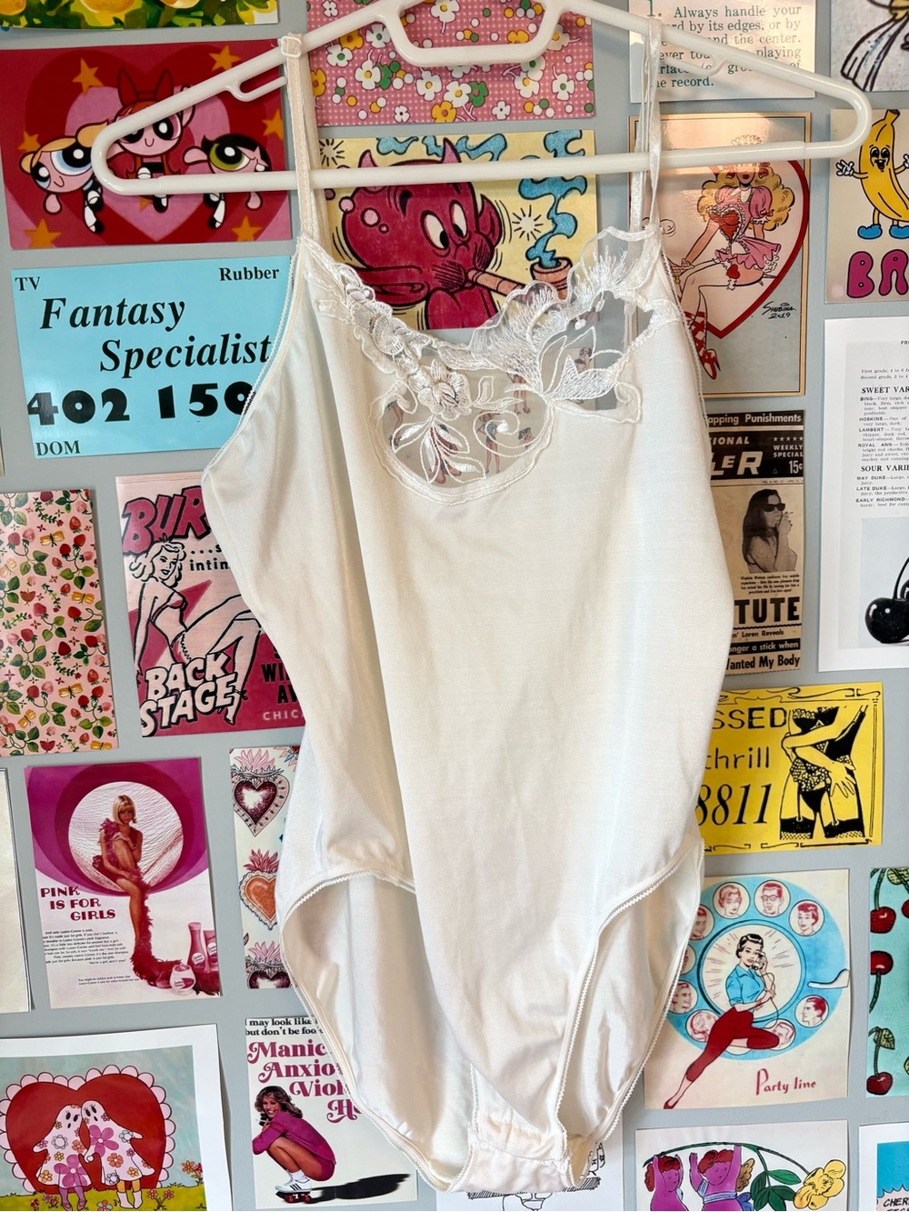 Vintage Lace-Trim White Bodysuit